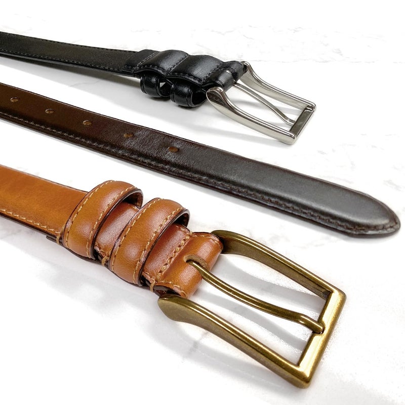 Belts.com حزام بيلتس.كوم HJ-10 للرجال من الجلد الطبيعي المعالج بالزيت حزام كلاسيكي عريض 1-1/8" (30 مم) (بني، 40)  - Image 3